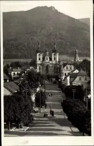 Ak Hejnice Haindorf Region Reichenberg, Straßenpartie, Kathedrale
