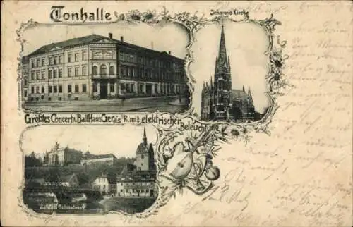 Ak Gera in Thüringen, Schloss Osterstein, Johannis-Kirche, Tonhalle