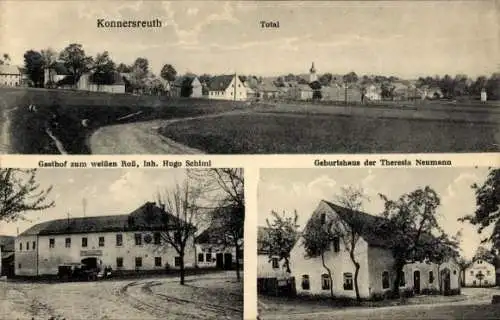 Ak Konnersreuth Oberpfalz, Gesamtansicht, Gasthof zum weißen Roß, Geburtshaus Theresia Neumann