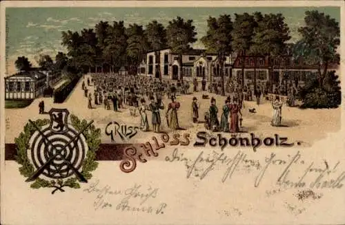 Litho Berlin Pankow Niederschönhausen Schönholz, Schloss Schönholz, Gartenwirtschaft