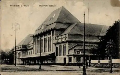 Ak Mülheim Köln am Rhein, Bahnhofsgebäude, Außenansicht