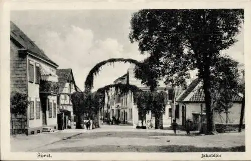 Ak Soest in Westfalen, Straßenpartie am Jakobitor