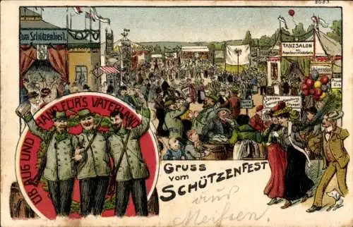 Ak Meißen an der Elbe, Schützenfest, Sieger, Tanzsalon, Zigarren-Geschäft, Besucher