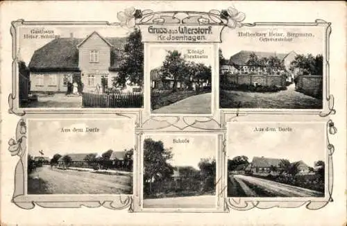 Ak Wierstorf Obernholz Lüneburger Heide, Schule, Königliches Forsthaus, Gasthaus