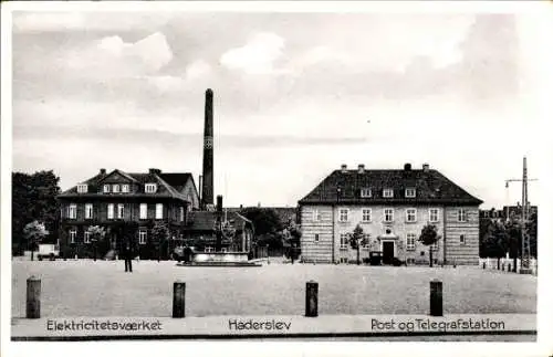 Ak Haderslev Hadersleben Dänemark, Elektricitetsvaerket, Post og Telegrafstation