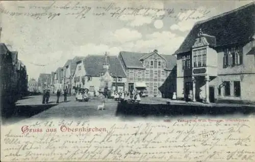 Mondschein Ak Obernkirchen im Kreis Schaumburg, Marktplatz