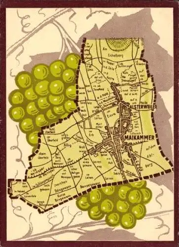 Stadtplan Ak Alsterweiler Maikammer in der Pfalz, Weintrauben, Eichelberg, Spielfeld