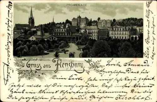 Litho Flensburg in Schleswig Holstein, Promenade