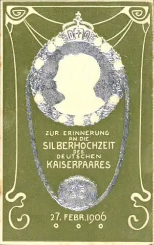 Präge Ak Silberhochzeit des deutschen Kaiserpaares 1906, Kaiser Wilhelm II., Kaiserin Auguste