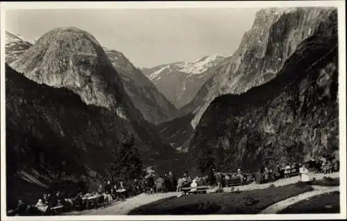 Ak Stalheim Norwegen, Hotel, Aussicht ins Nærødal