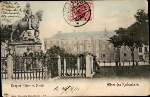 Ak København Kopenhagen Dänemark, Kongens Nytorv m. Hesten