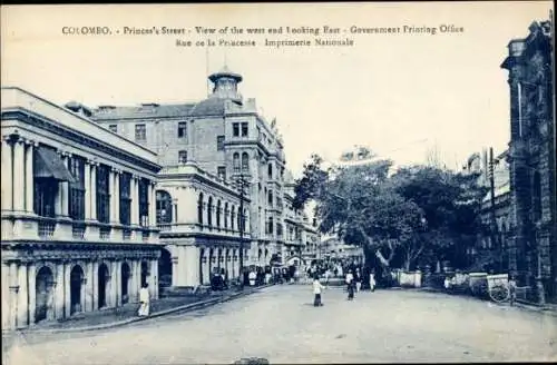 Ak Colombo Ceylon Sri Lanka, Rue de la Princesse, Imprimerie Nationale