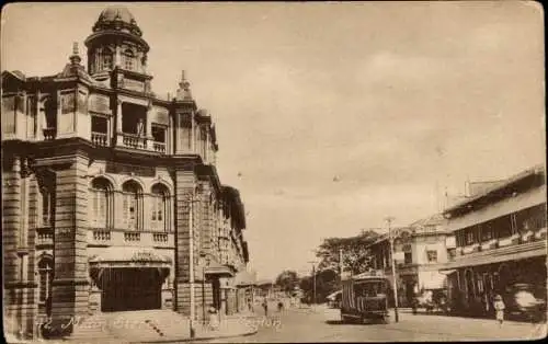 Ak Colombo Ceylon Sri Lanka, Hauptstraße, Straßenbahn