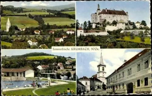 Ak Krumbach in Niederösterreich, Schloss Krumbach, Freibad