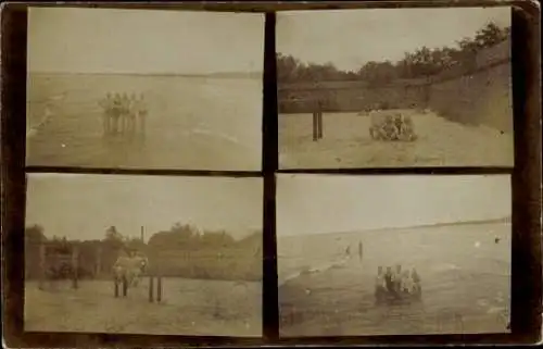 Foto Ak Männer am Strand und auf dem Sportplatz