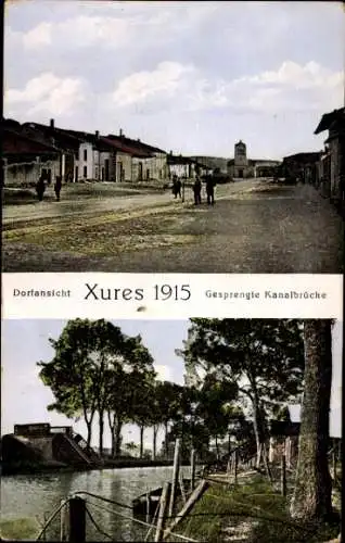 Ak Xures Meurthe et Moselle, Gesprengte Kanalbrücke, Kriegszerstörungen, I WK