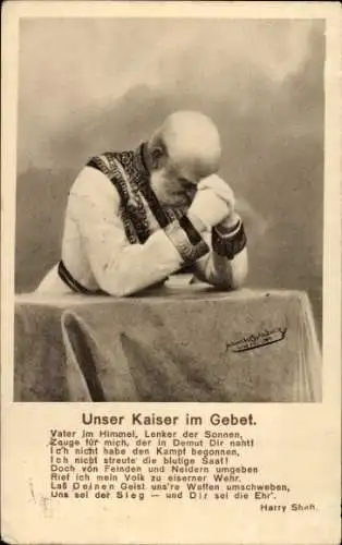 Ak Unser Kaiser im Gebet, Kaiser Franz Joseph I.