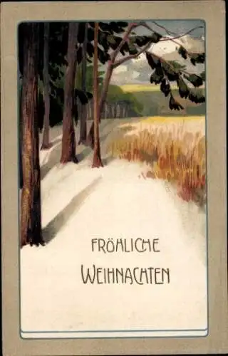 Ak Glückwunsch Weihnachten, Landschaft, Wald