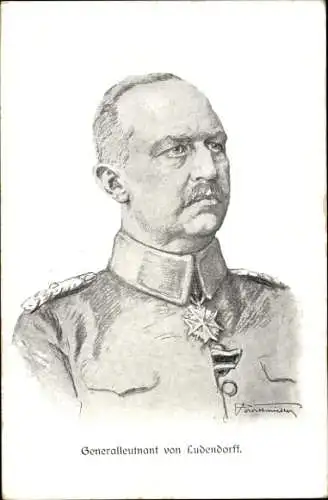 Künstler Ak General Erich Friedrich Wilhelm Ludendorff
