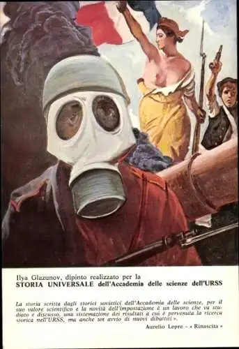 Künstler Ak Glazunov, Soldat mit Gasmaske, National-Allegorie Frankreich