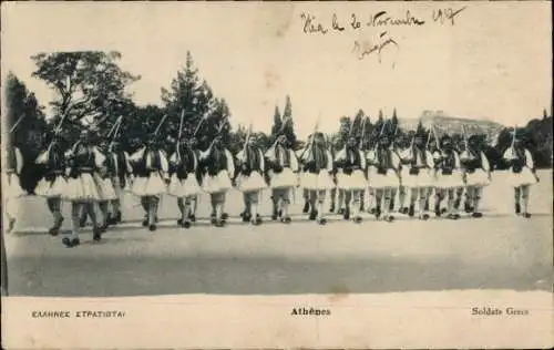 Ak Athen, Griechenland, griechische Soldaten