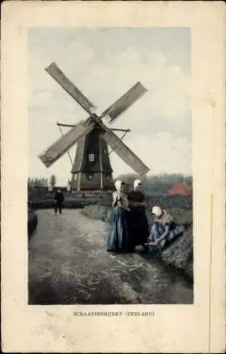 Ak Schaatsenrijden Zeeland, Windmühle