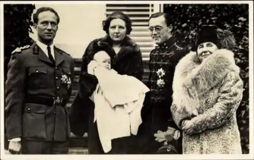 Ak König Leopold III von Belgien zu Besuch in Soestdijk, Juliana der Niederlande, Wilhelmina