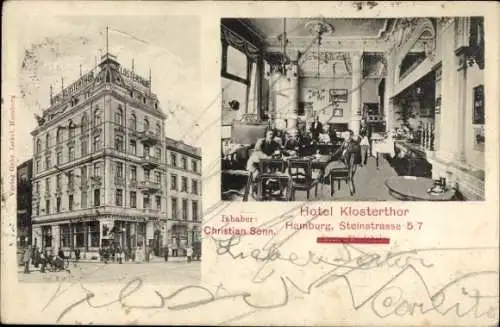 Ak Hamburg Mitte Altstadt, Hotel Klosterthor, Steinstraße 5/7, Gastraum