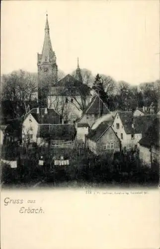 Ak Erbach im Odenwald Hessen, Teilansicht, Kirche