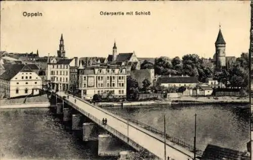 Ak Opole Oppeln Schlesien, Oderpartie mit Schloss