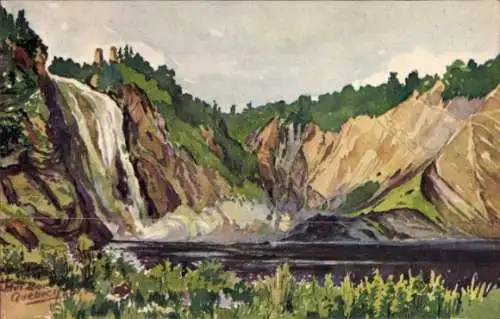 Künstler Ak Quebec Kanada, Montmorency Falls