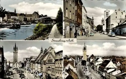 Ak Straubing, Ortspartie, Donau, Elektro Kiermeier