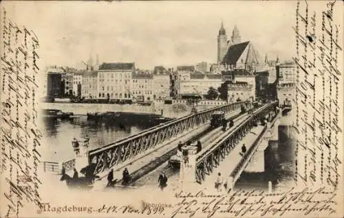 Ak Magdeburg an der Elbe, Elbbrücke, Teilansicht