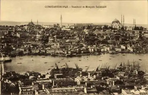 Ak Konstantinopel Istanbul Türkei, Panorama, Moschee Sulimanie