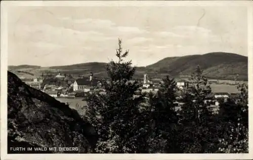 Ak Furth im Wald Oberpfalz Bayern, Blick über den Ort auf Dieberg