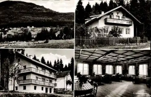 Ak Kreuzstraßl in Bayern, Blick zum Kreuzszraßl mit großem Falkenstein, Gasthaus M. Müller