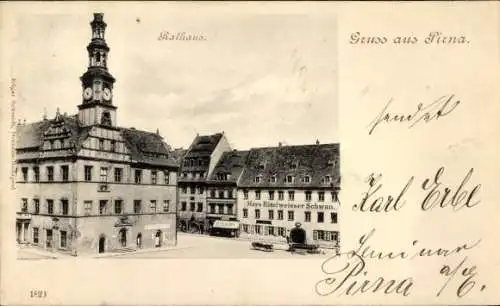 Ak Pirna an der Elbe, Rathaus, Hotel Weißer Schwan