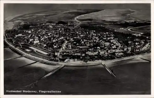 Ak Norderney in Ostfriesland, Totalansicht, Fliegeraufnahme