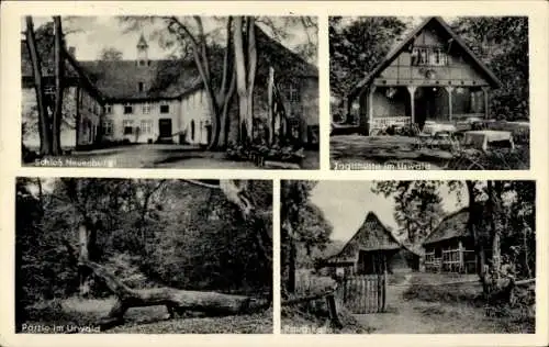 Ak Neuenburg Zetel in Oldenburg Friesland, Schloss Neuenburg, Jagdhütte, Urwald, Rauchkate