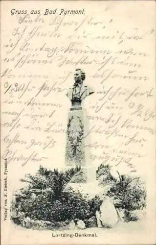 Ak Bad Pyrmont in Niedersachsen, Lortzing Denkmal