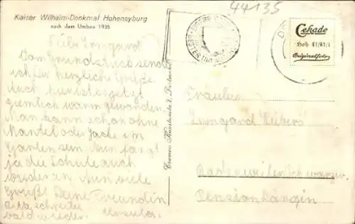 Ak Syburg Dortmund Nordrhein Westfalen, Hohensyburg, Kaiser-Wilhelm-Denkmal