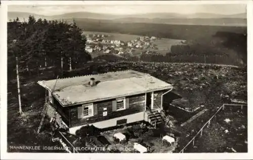 Ak Hahnenklee Bockswiese Goslar im Harz, Blockhütte auf dem Blocksberg