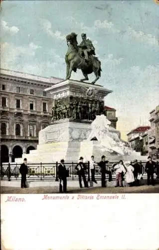 Ak Milano Mailand Lombardia, Monumento a Vittorio Emanuele II.