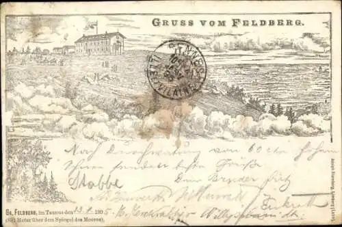 Vorläufer Litho Niederreifenberg Schmitten im Taunus, Großer Feldberg, Gasthaus, 1895