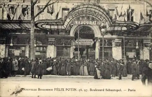 Ak Paris II, Nouvelle Boucherie Félix Potin, Boulevard Sébastopol