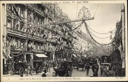 Ak Paris II, Aspekt der Rue de la Paix, Dekoration des Maison Paquin