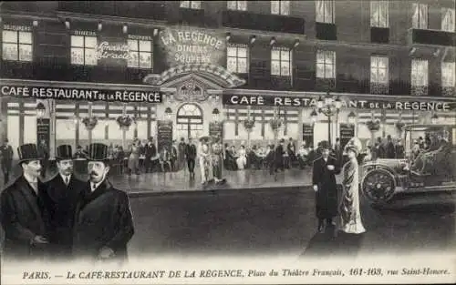 Ak Paris I., Café-Restaurant de la Regence, Place du Theatre Francois, Rue Saint-Honore