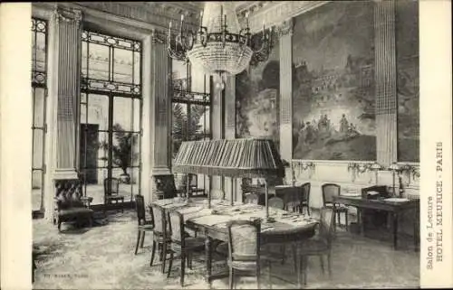 Ak Paris IV., Hotel Meurice, Lesesaal