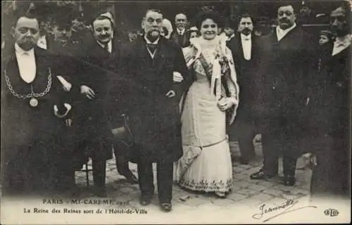 Ak Paris IV, Mitte der Fastenzeit 1910, die Königin der Königinnen verlässt das Rathaus