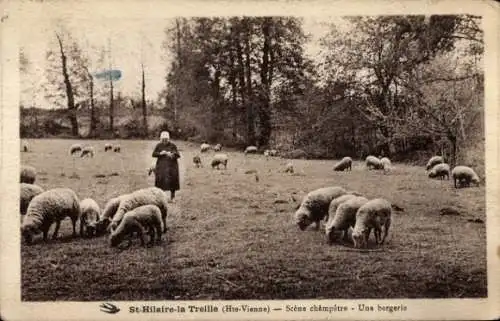 Ak Saint-Hilaire-la-Treille Haute Vienne, Ländliche Szene, ein Schafstall